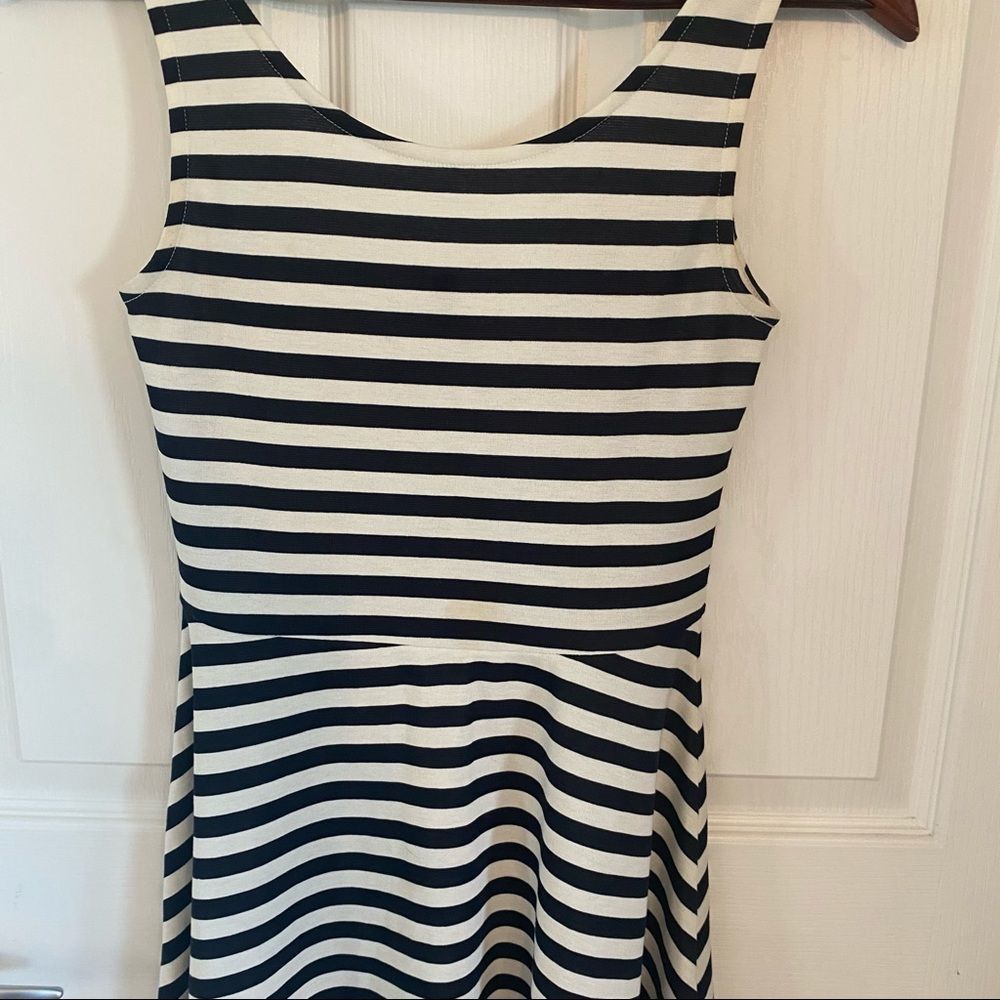 Divided cream with navy stripes tank top style dress size small - Picture 3 of 7
